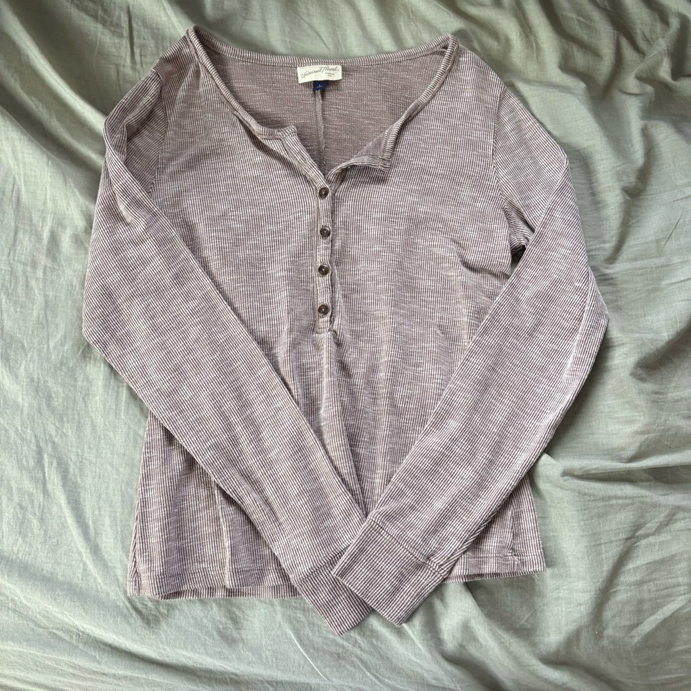 Universal Thread Long Sleeve Henley Top - Light Purple